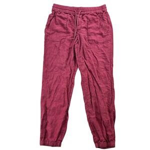 Athleta Retreat Linen Jogger Women's 12 TALL Drawstring Waist Pants Coffeeberry